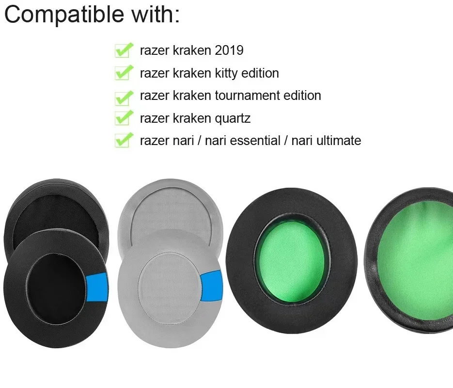 وسادات أذن من جل التبريد المطورة لغطاء سماعة الرأس Razer Nari Ultimate، Nari Essential، Kraken Kitty، Kraken Tournament Edition