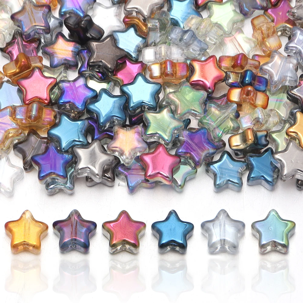 30 Stück/Lot 8mm AB-Farbige Fünfzackige Stern-Glasperlen Lose Abstandhalter-Charms Perlen für Schmuckherstellung DIY Armband Halskette Zubehör – Detail 5