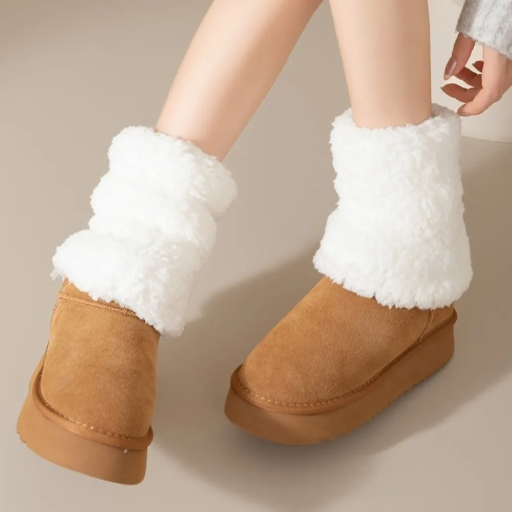 

Foot Cover Japanese Style Furry Leg Warmers 20cm Y2K Short Tube Sock Solid Color Sweet Lolita Boots Cover Women