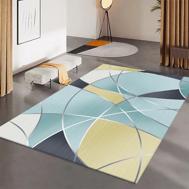 Modern Geometry Carpet for Living Room Home Parlor Mat Kids Room Decoration Bedroom Bedside Rug Square Soft Printing Floor Mats