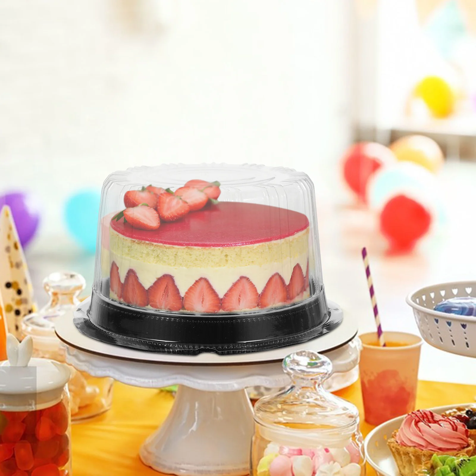 

10Pcs Clear Cake Boxes with Lid Portable Round Cake Carrier Baking Packing Box Birthday Dessert Holder Baking Packing Box