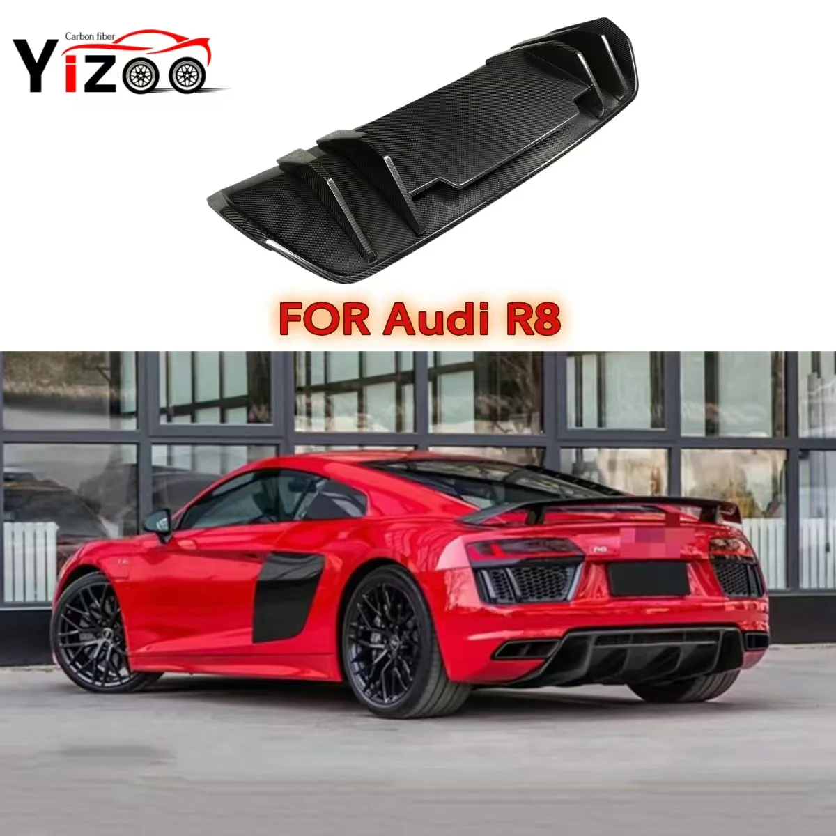 

Carbon Fiber Rear Bumper Lip Diffuser Exhaust For Audi R8 2017-2019 Coupe Rear Spoiler Splitter Body Kit Car Accessories