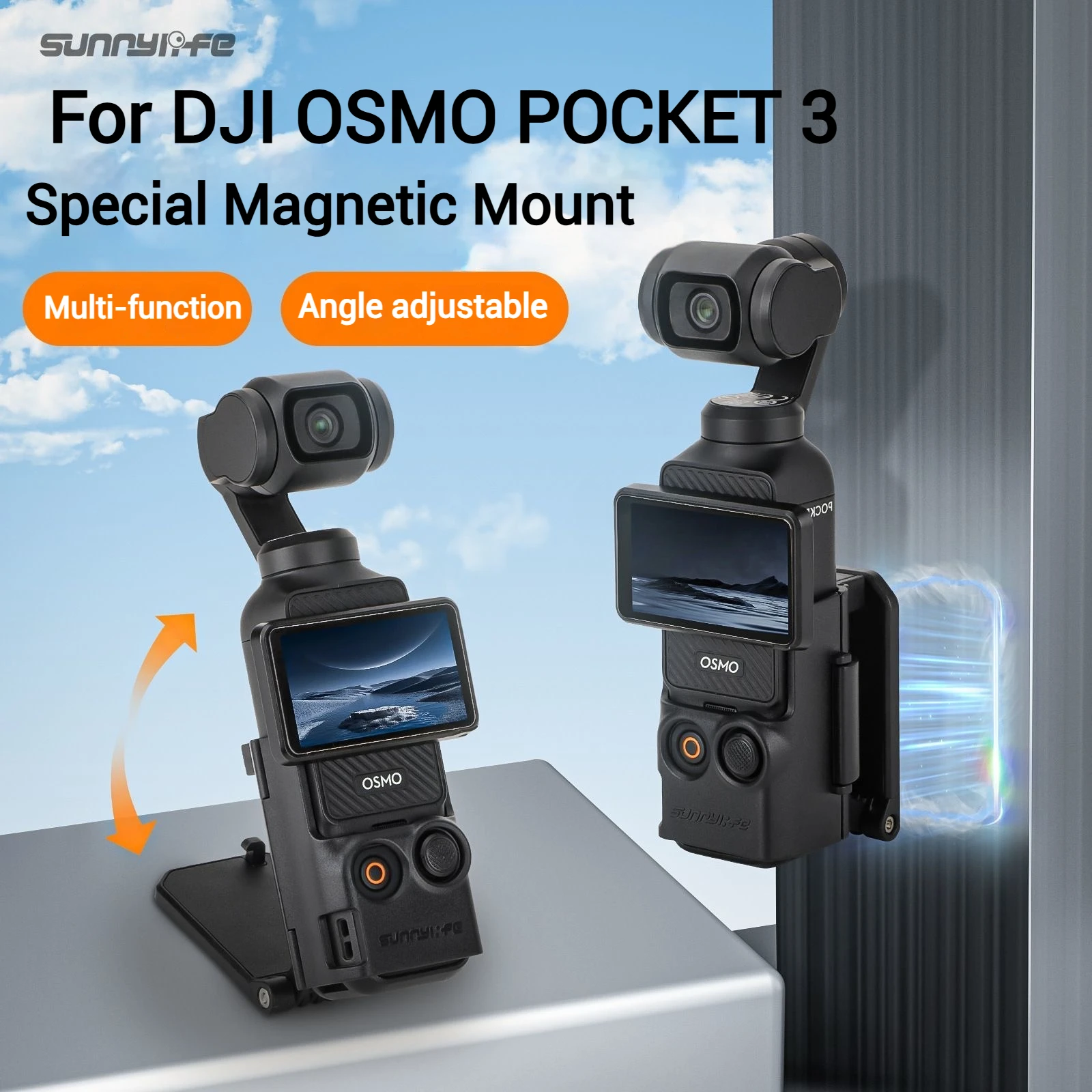 

Sunnylife Magnetic Mount for DJI OSMO POCKET 3 Clip Holder Mount Cycling/Tabletop Action for DJI Pocket 3 Camera Accessories