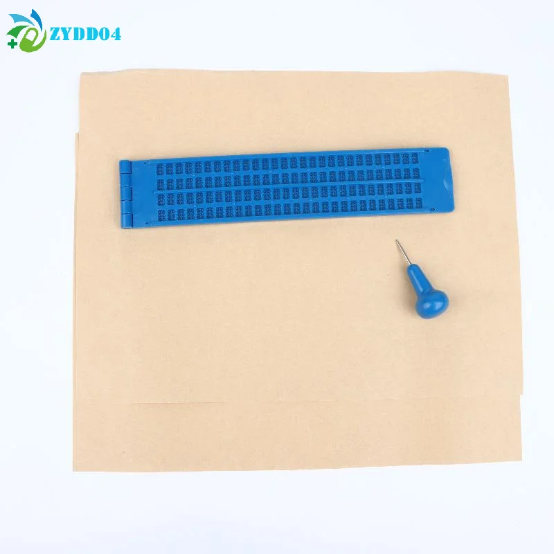 ●1Set Braille For Blind People Braille Writing Plate With Stylus Paper Proper Size Convenient Carry Everywhere School Supplies