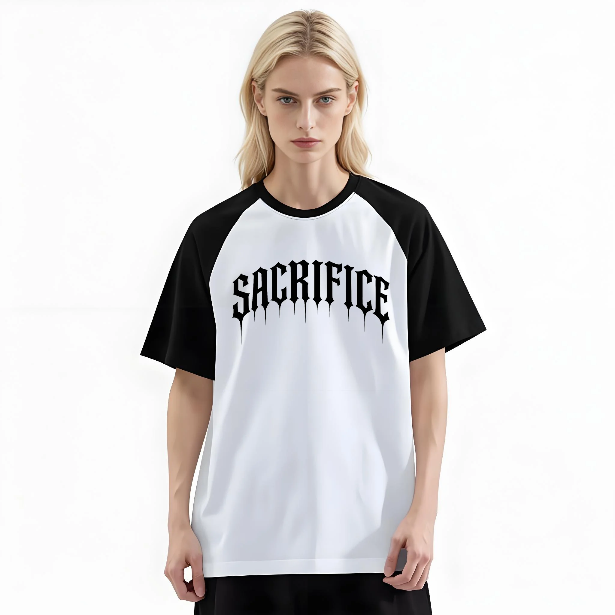 Women'S Fashion Raglan Sleeve T-Shirt, Gothic Spire Sacrifice Metal Hardcore Printed, Summer Casual Comfortable Tee, Women'S Everyday Short-Sleeve Top