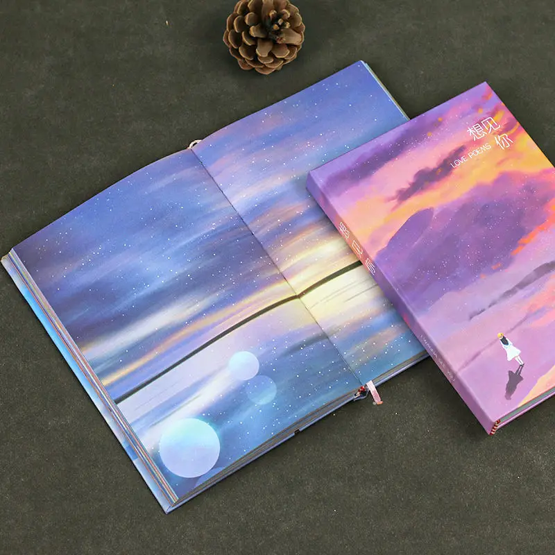 New A5 Cute Hardcover Notepad Diary Planner Hand Book Creative Student Colorful Inner Page Illustration Notebook Gift