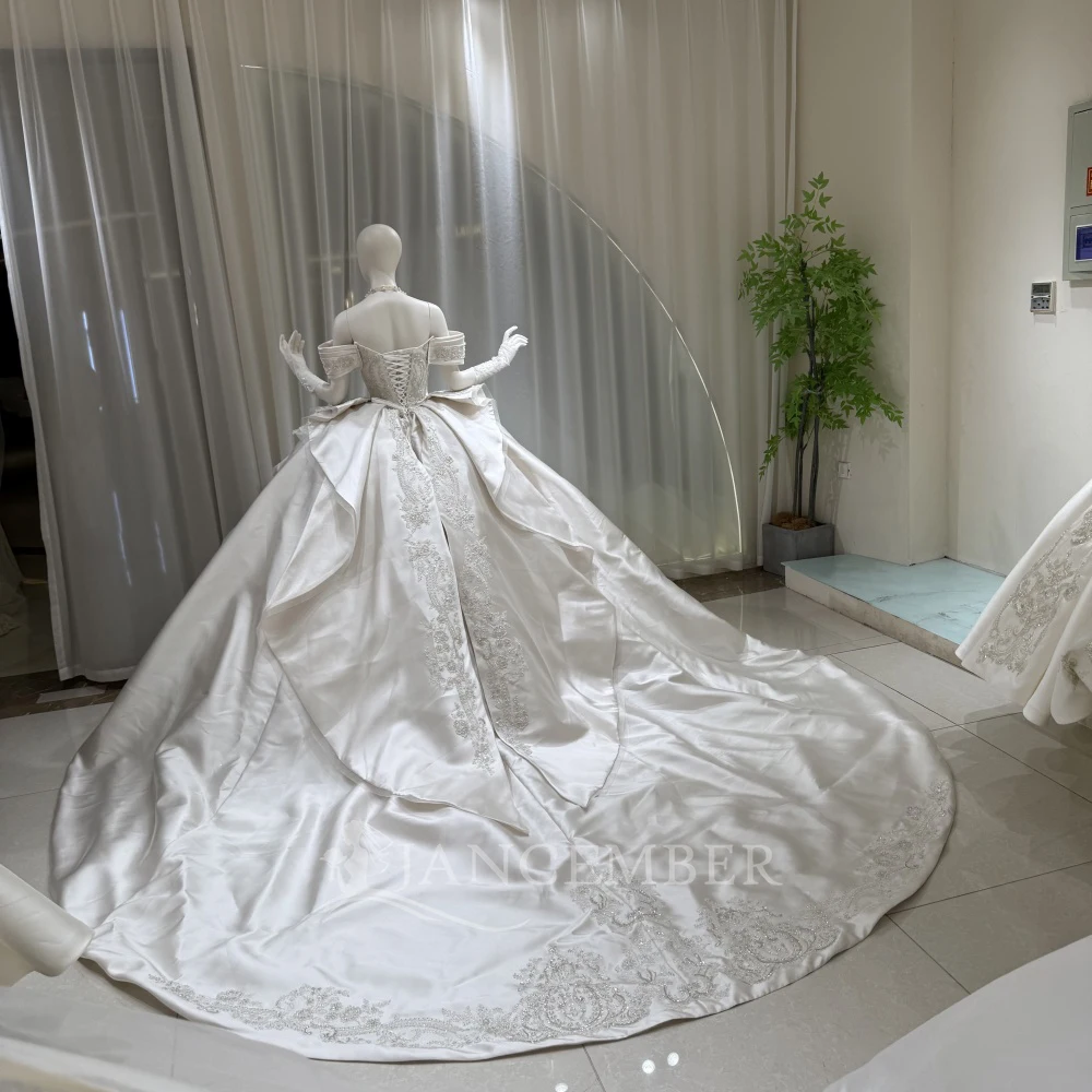 Limited Time Customized Satin Wedding Dress Princess Ball Gown Bridal Gown Cathedral Train Robe De Mariee Vestido De Noiva