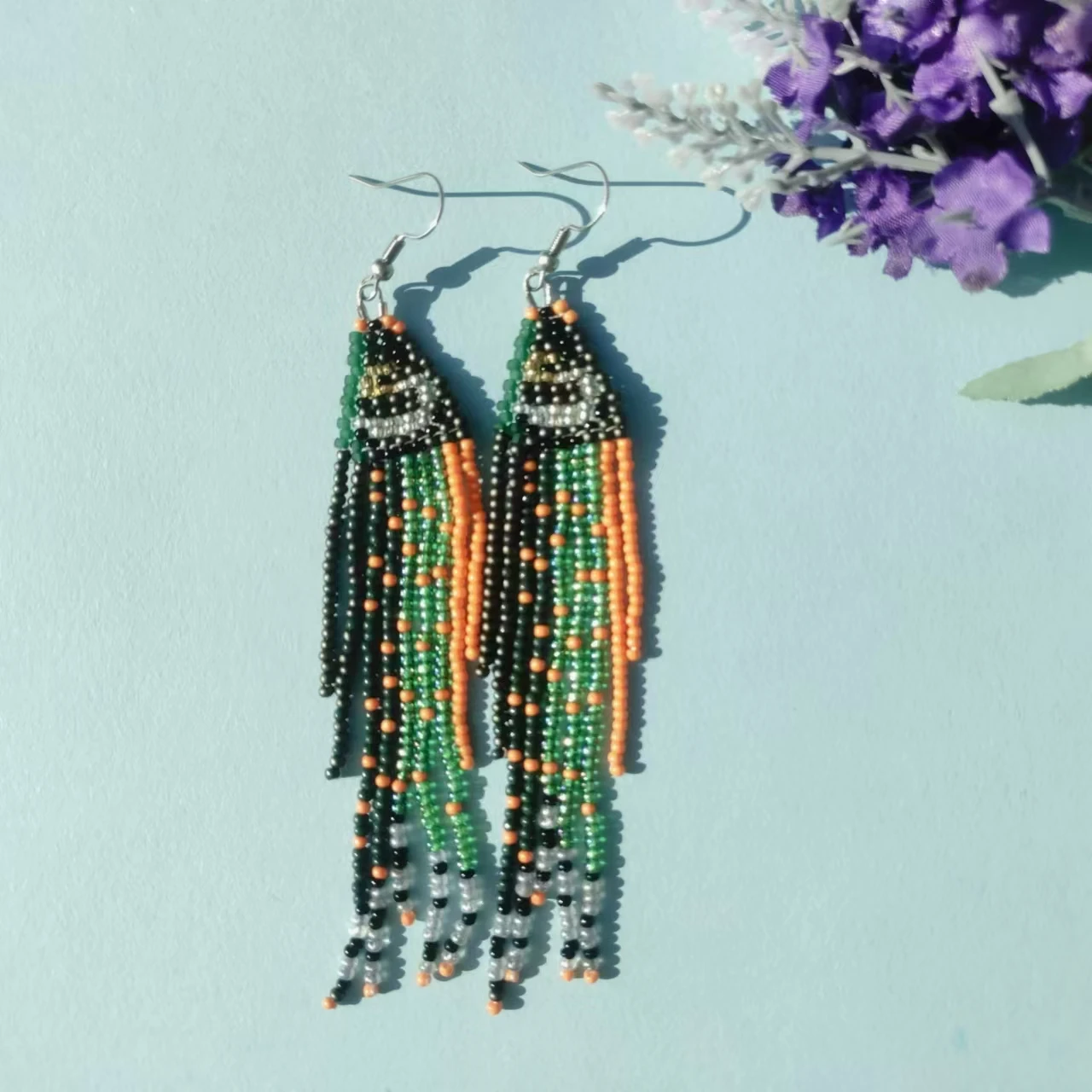 Rice bead earrings Tassel Fish Originality Design Hand knitting Bohemia Alloy Fashion Simple Beaded earrings
