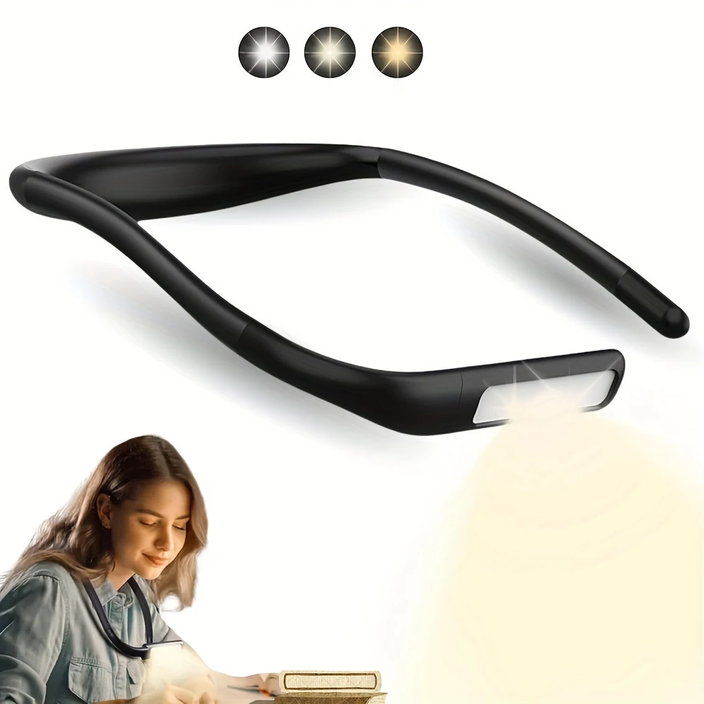 

Светодиодная лампа для чтения на шее, светильник для чтения в постели, настольная лампа с регулируемой яркостью, 3 цвета, для ремонта, для ночного бега