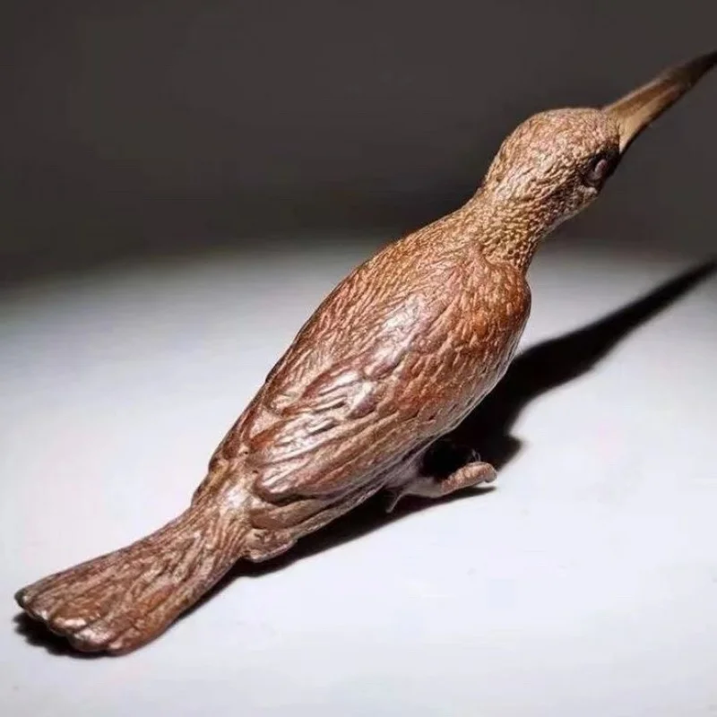 Wholesale Antique-Style Alloy Kingfisher Figurine, Long-Billed Bird Home Decor, Tea Ceremony Tabletop Animal Ornament, Wo