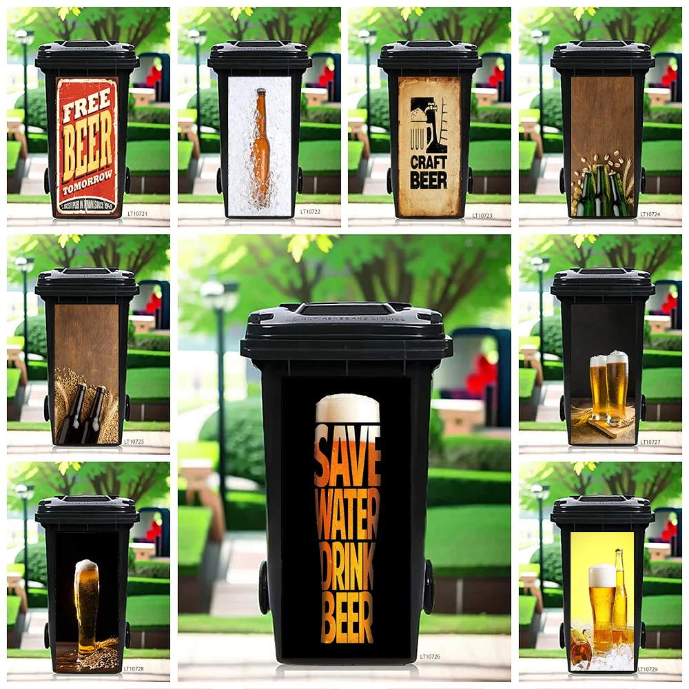 

Minimalist Polygon Trash Can Sticker, 3D Marble Design Waterproof Removable Outdoor Garbage Bin Decor