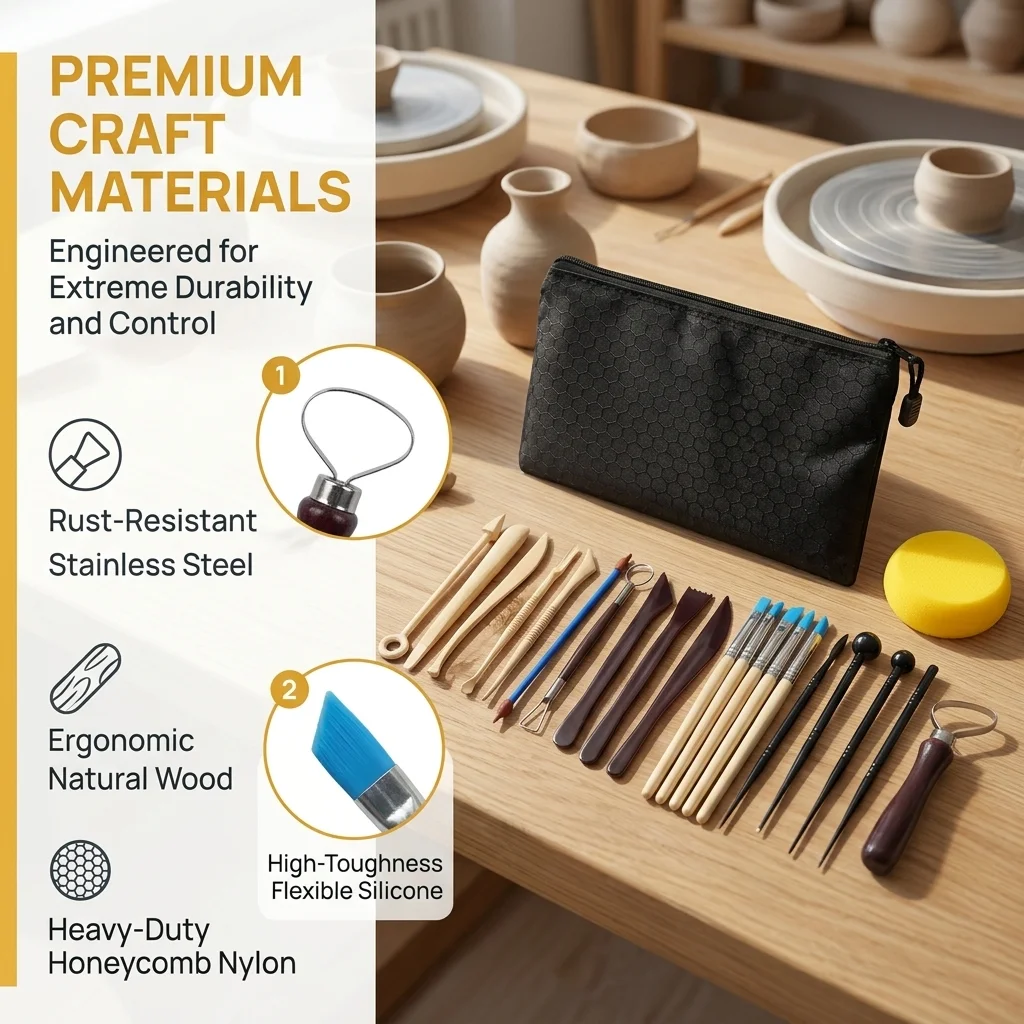 23Pcs Clay Tools Set, Pottery Carving & Ceramic Sculpting Kit for Polymer Clay, DIY Art Supplies for Beginners & Artists