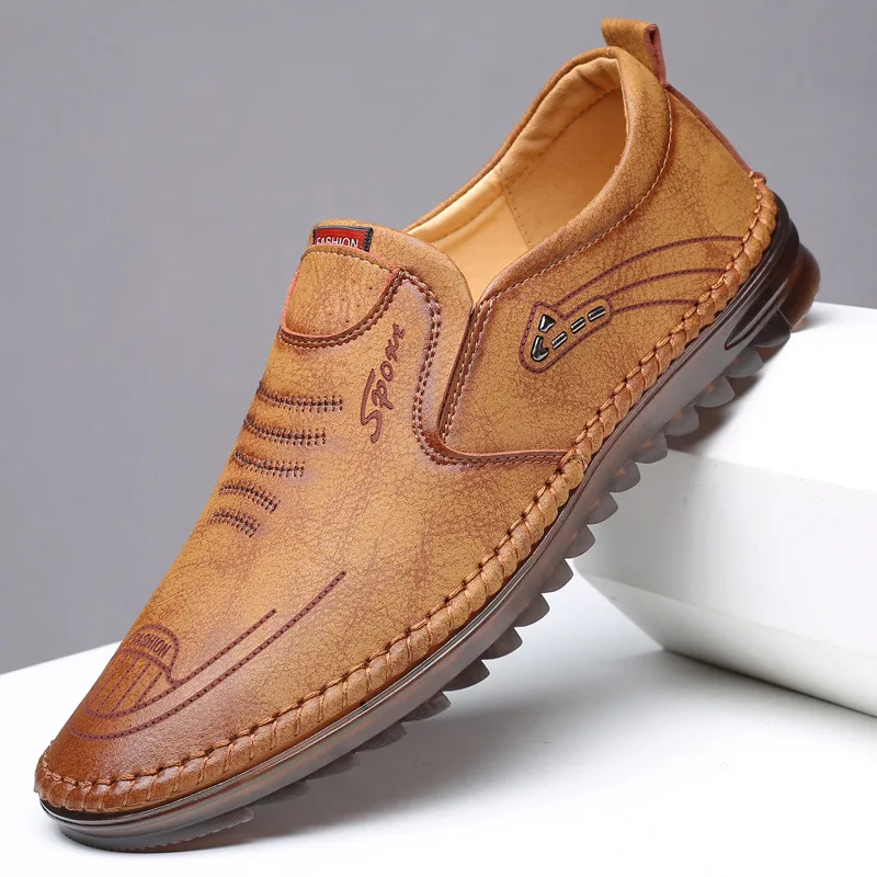 Leather Casual Shoes Man Designer Slip on Shoes for Men 2022 Fashion Brown Loafers Shoes Men Zapatos De Hombre Chaussure Homme