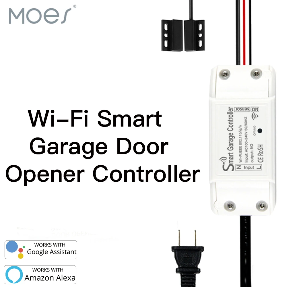 MOES WiFi Smart Garage Door Controller Opener Smart Life/Tuya APP Remote Compatible With Alexa Echo Google Home No Hub Require