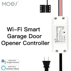 Contrôleur de porte de garage intelligent MOES WiFi, télécommande Smart Life/Tuya APP compatible avec Alexa Echo Google Home, aucun hub requis