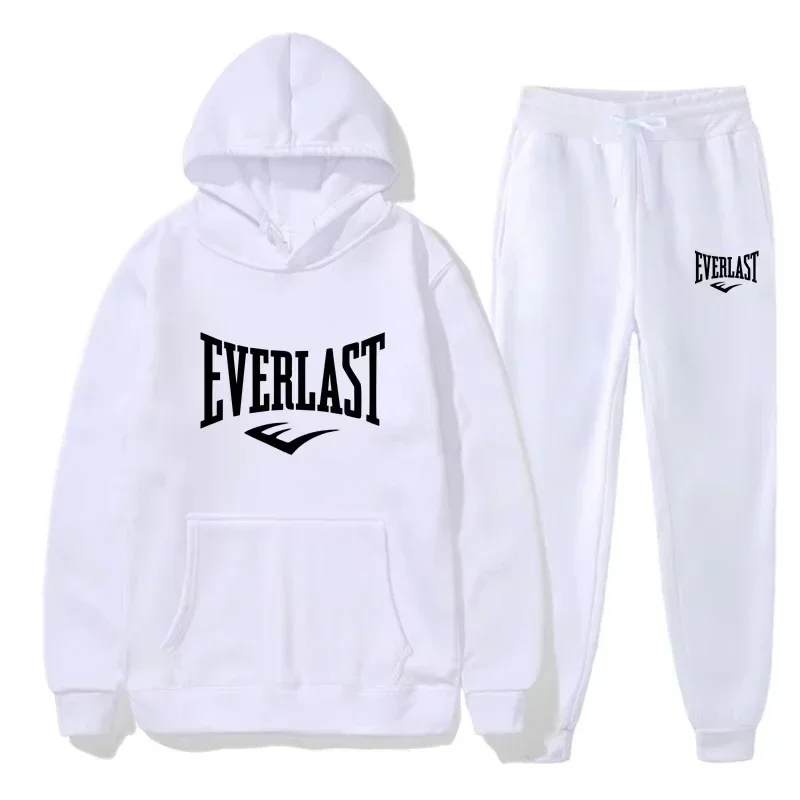 Men's EVERLAST Sportswear Fitness Gym Clothing Running Set Sportswear Straps Autumn_Winter Hoodie Set New Style clothes for men