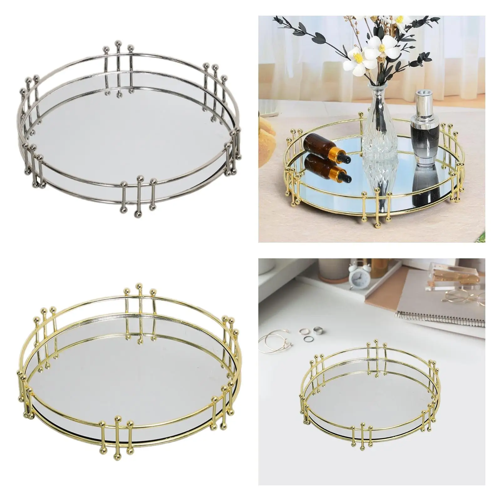 Decorative Tray Modern Round Ideal Gift Multifunctional Practical Jewelry Tray for Toiletries Cosmetic Home Bathroom Bedroom