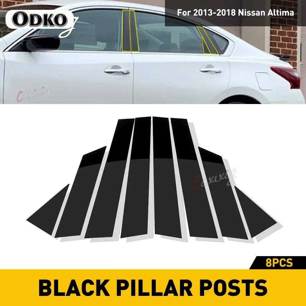 8Pcs/Set Car Door Window Pillar Posts Cover Black For Nissan Altima 2013 2014 2015 2016 2017 2018  BC Column Sticker Accessories