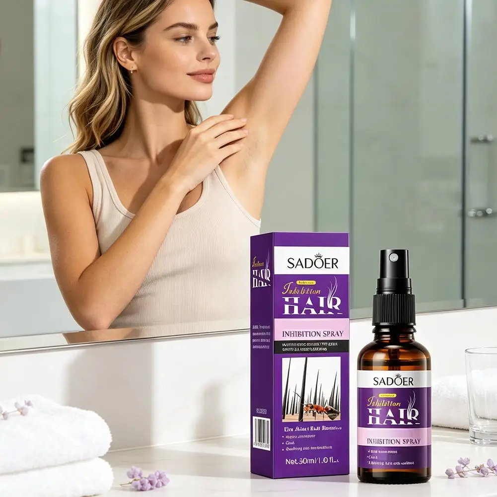 SADOER Body Hair Inhibitor Spray Natural Mild Formula Soothing Moisturizing Skin Care Spray For Underarm Chest Hair Removal