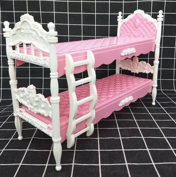 Accessori per bambole Barwa Mini letto a castello doppio rosa blu