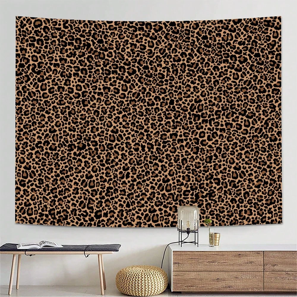 Leopard Print Tapestry Wall Hanging, 2D Plane Print Rectangular Home Decor for Bedroom Living Room Office Kitchen Party