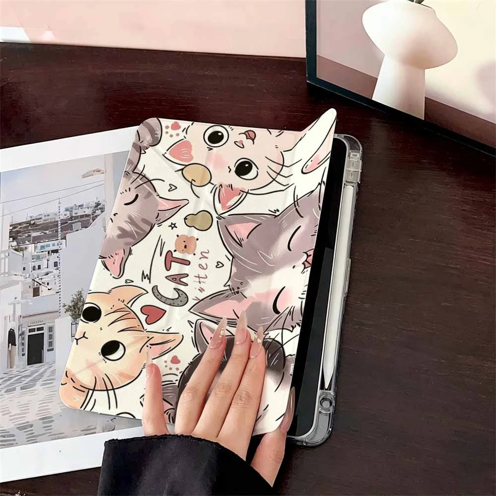 Cute Cat Collection For Samsung Galaxy Tab A8 A9 A11 S6 S7 S8 S9 S10 FE Plus Lite Protective With Pen Slot Tablet Case