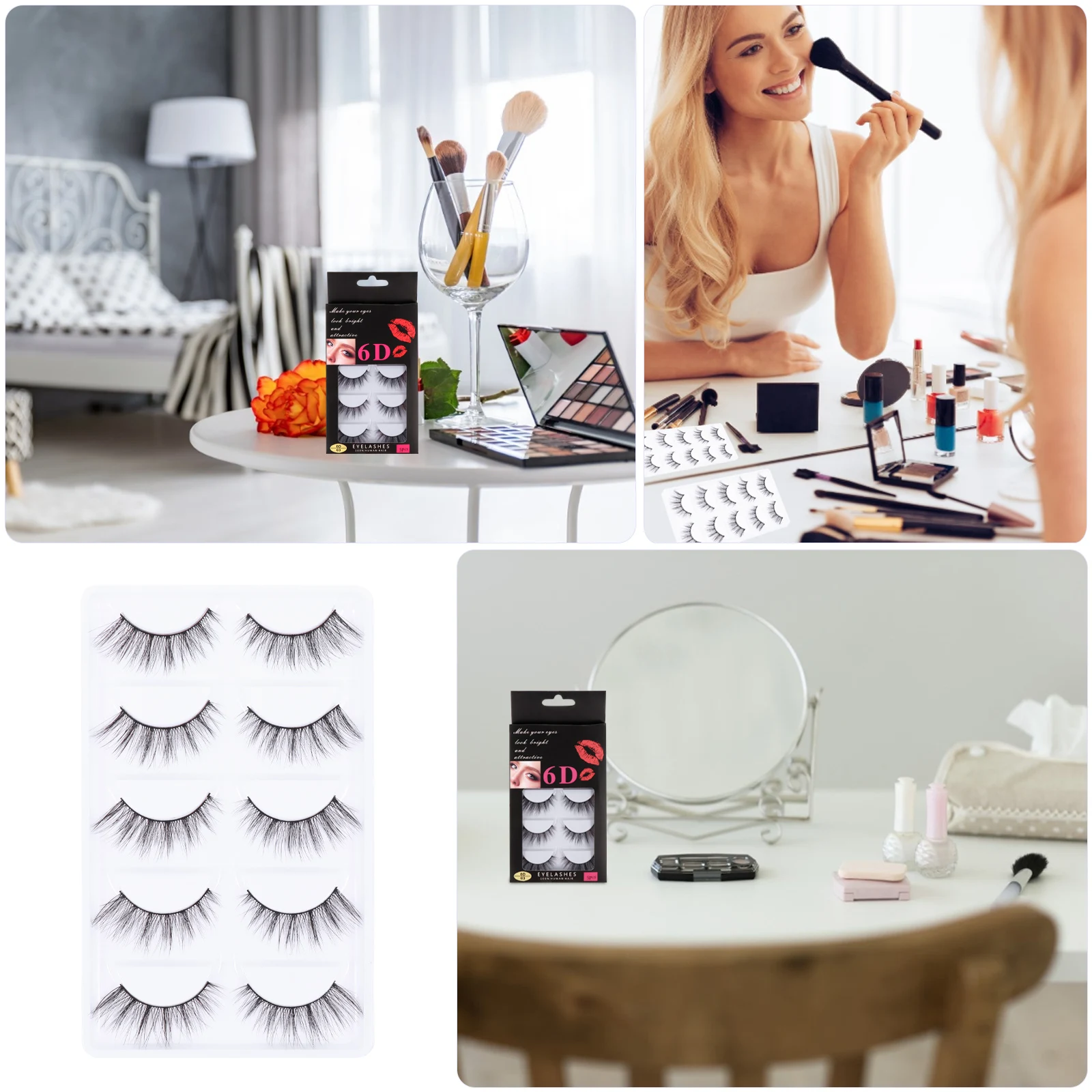 

5 Pairs Thick False Eyelashes Handmade Fake Manual Nightlife Voluminous Hair Artificial Fiber Tool