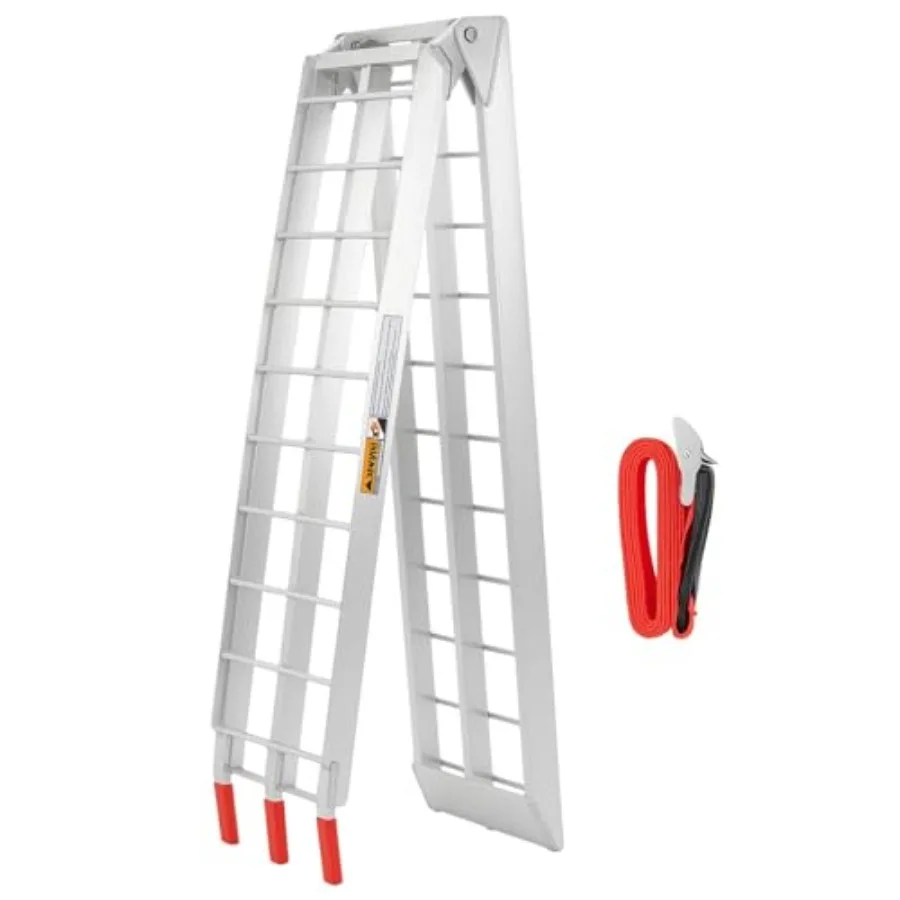 

Aluminum Motorcycle Ramp, 7.5 Feet Folding Dirt Bike Ramp for Pickup Trucks, 750 lb Capacity, Crossbar Rungs, Rubber-Tipped Fin