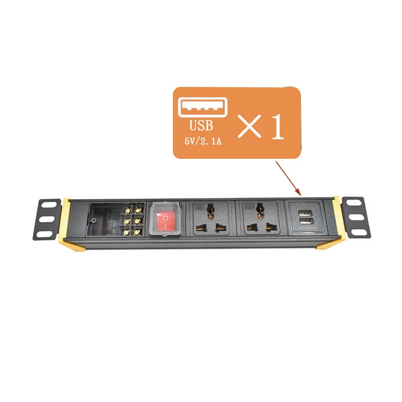 PDU cabinet socket aluminum alloy shell can rotate 360 ° bracket 1-9AC, with double break switch 2USB wireless