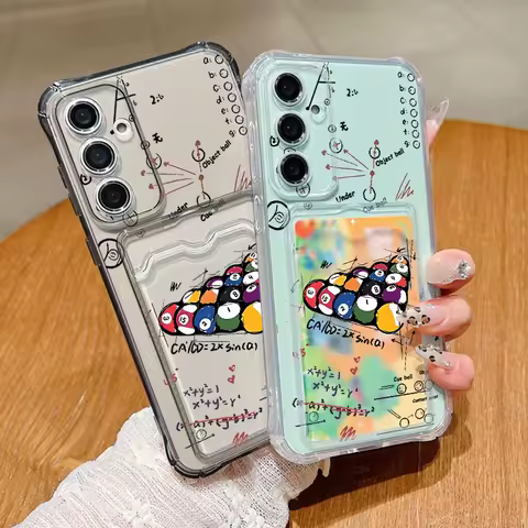 Billiards Case For Samsung Galaxy S24 S23 FE S25 S22 Ultra A55 A35 A25 A15 A16 5G A06 A05 Card Bag Wallet Soft TPU Phone Cover