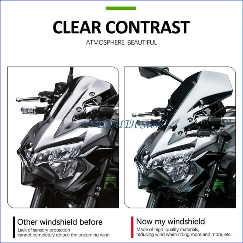 

124B Stylish Motorcycle Wind Deflector Impact Resistant Screen Ensures Comfortable Long Distance Travel for Motorbike z900