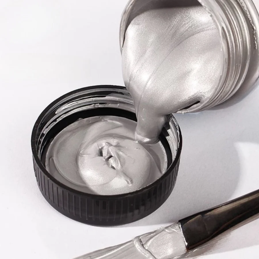 50/100/300ml Silver Acrylic Paint Metal Pearlescent Hand-painted Gypsum Glue Waterproof and Non-fading DIY Painted Paint
