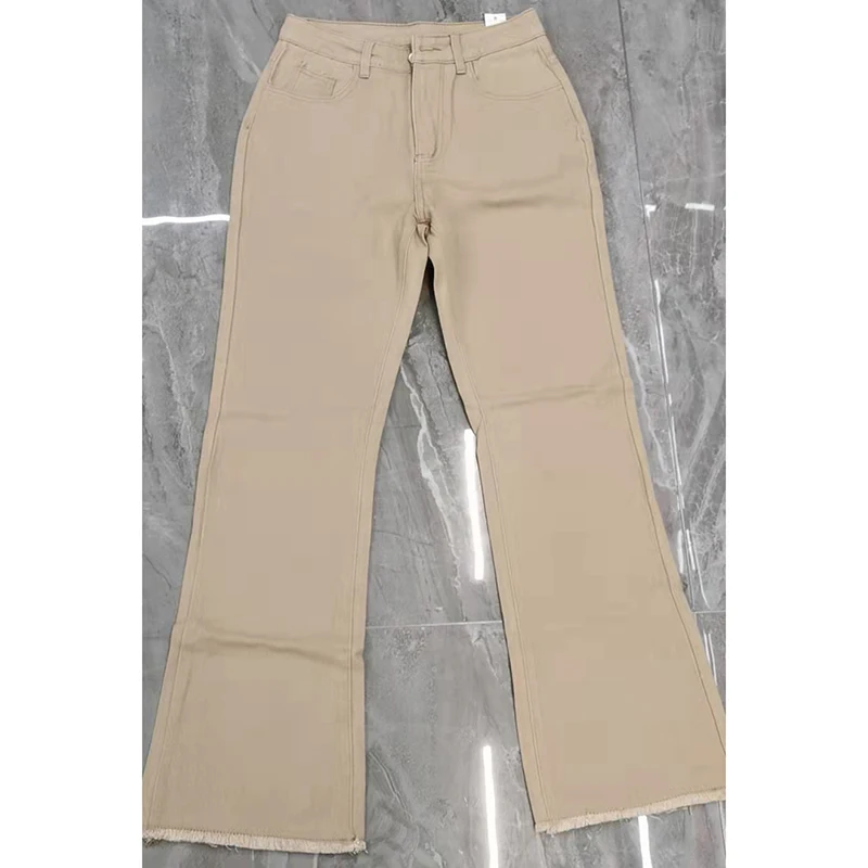 Pantalones vaqueros Acampanados para mujer, Jeans elásticos de cintura alta, informales, cómodos, lavados, color marrón, Y2K