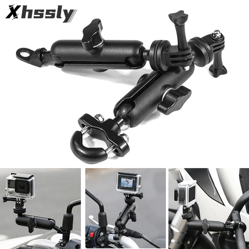 Motorcycle Bike Camera Holder Handlebar Mirror Mount Bracket For HONDA Nsr Vfr 800 Shadow Vt750 Cb500 Cb650F Crf 250 St 1300