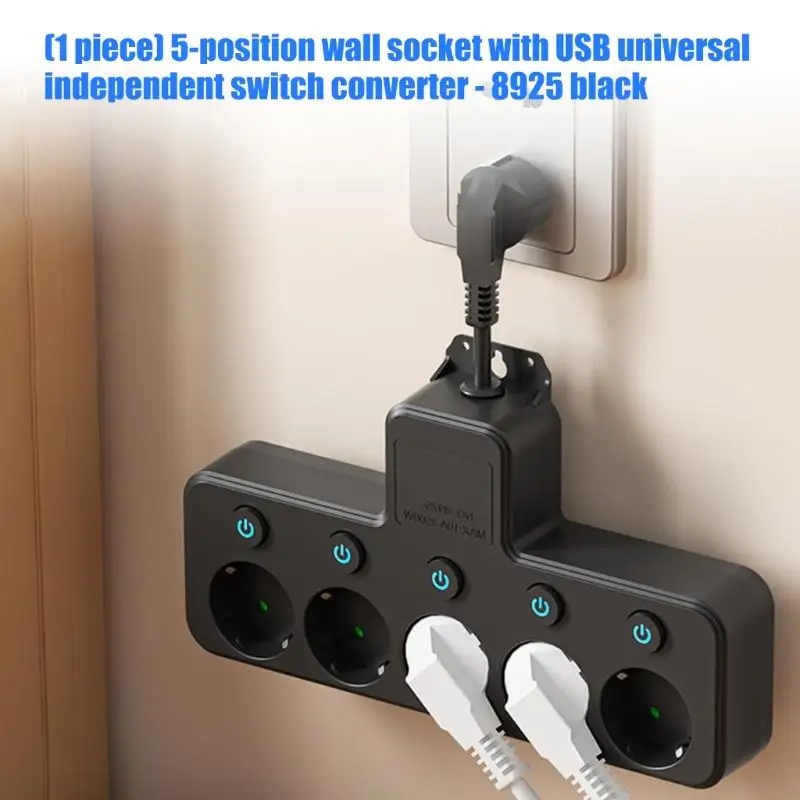 Wall Mounted Powered Belt with 4 Independent Switches and Child Safety Protecting Multiple Sockets with Single Switches