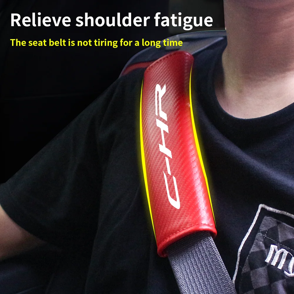Carbon Fiber Car Seat Belt Cover Shoulder Pad Protector Cover Safety Belt Padding Pad Cushion For Toyota C-HR Auto Accessories