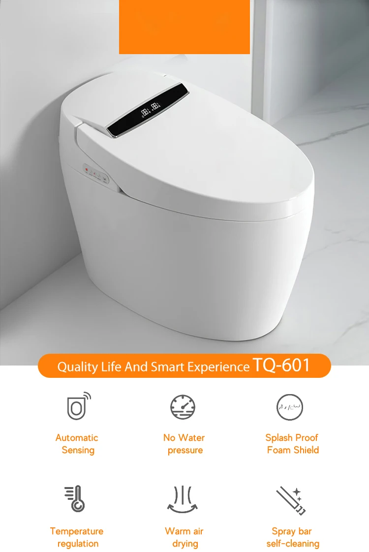Intelligent Smart Toilet Remote Control Automatic Heated Seat Dual-Flush Floor Mounted Bidet Smart Toilet view 4