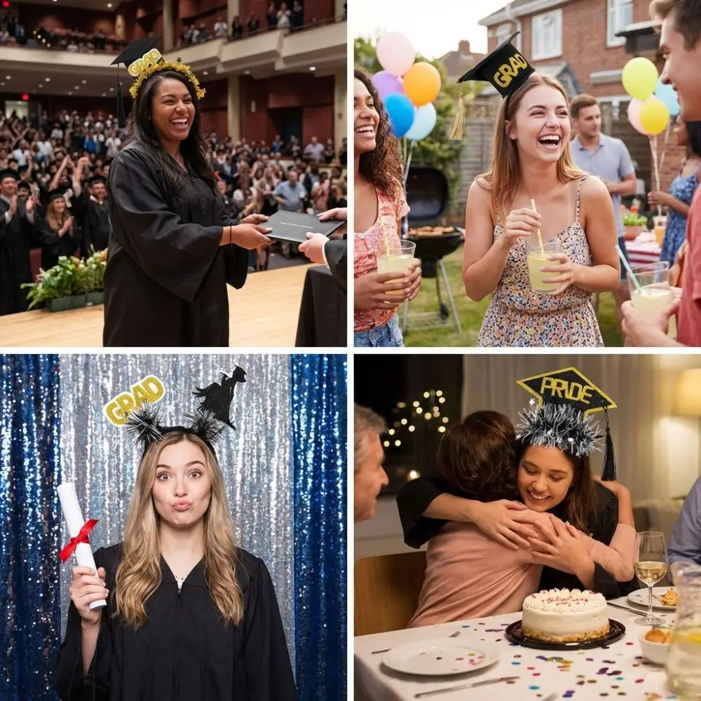 

Celebrate Graduation Headband Non-slip with Tassels Graduation Cap Hairband Graduation Season Glitter Doctor Hat Hair Hoop