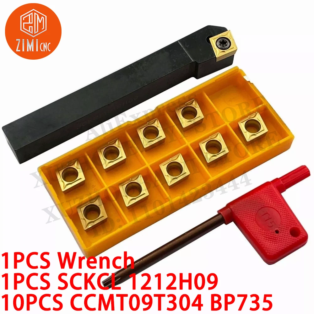 1PCS SCKCL 1212H09 External turning tool holder +10PCS CCMT09T304 BP735 Carbide Inserts CNC tools metal mechanical cutting tools