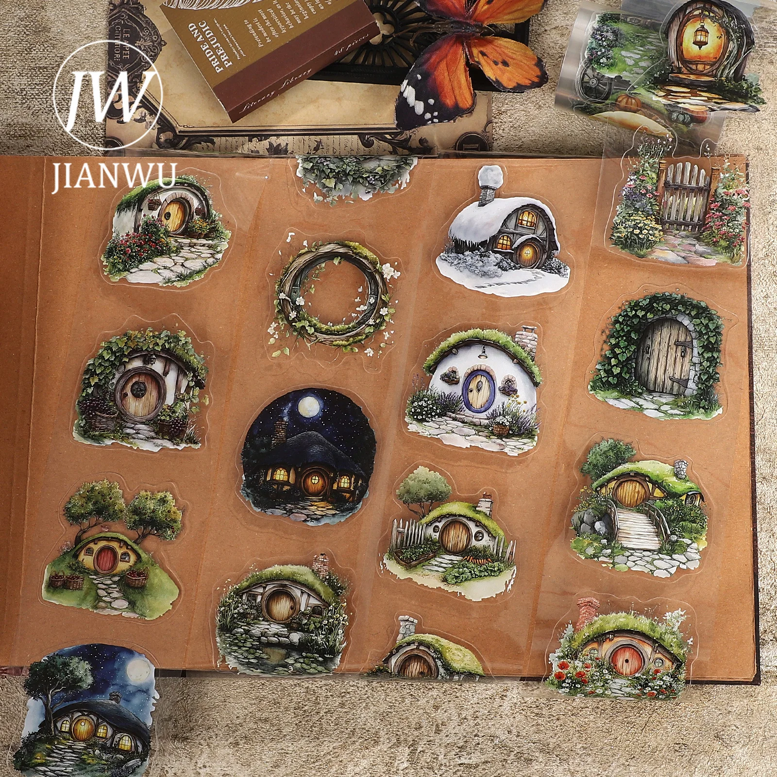 fita-adesiva-pet-jianwu-60mm-5m-vintage-casa-hobbit-material-de-paisagem-para-colagem-scrapbooking-criativo-diy-papelaria-para-diario