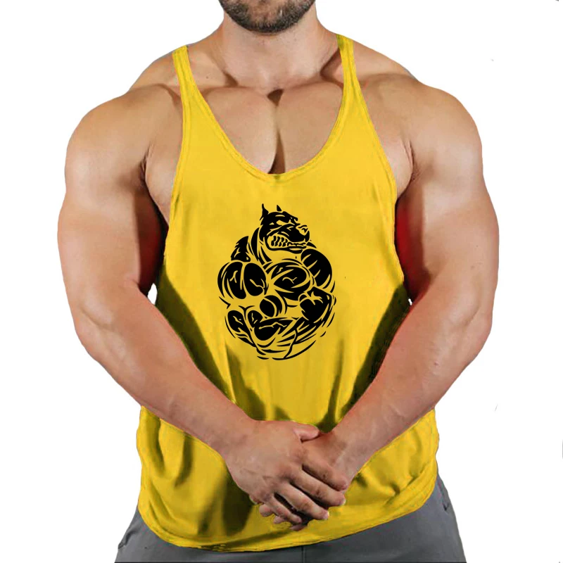 Fitness mężczyzna odzież sportowa t-shirt na siłownię mężczyźni męska kamizelka bez rękawów bluza Stringer koszulki szelki szelki Top podkoszulek