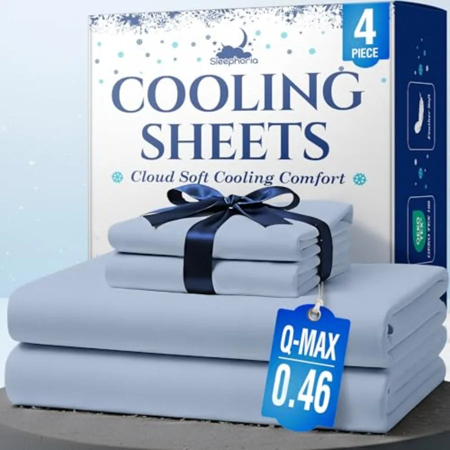 

Cooling Sheets - BreezeWeave 4 PC Size Cooling Bed Sheets for Hot Sleepers and Deep Cool Rest - Cloud Soft Silky Smooth 16 in D