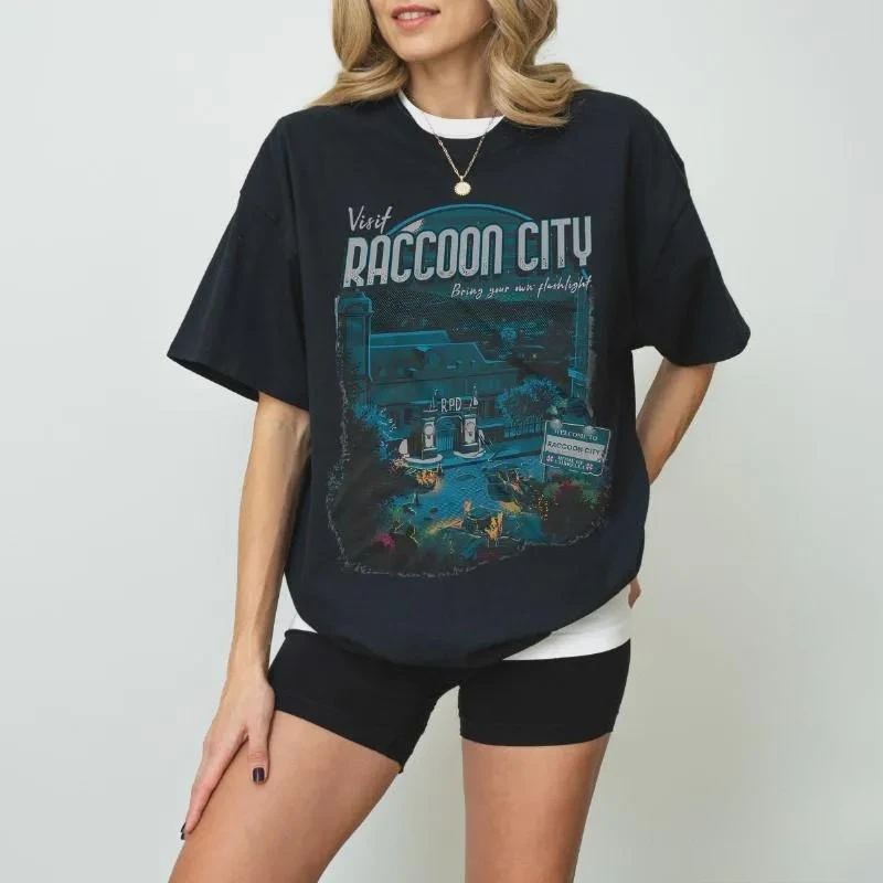 

Женская летняя футболка оверсайз в стиле ретро Resident Evil, хлопковая, дышащая, стильная, универсальная, в уличном стиле