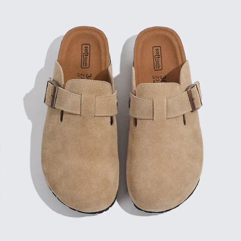 

New Summer Cork Clogs Slippers Birken Sandals Classic Soft Footbed Suede Sandals With Arch Support Adjustable Buckle Sandals