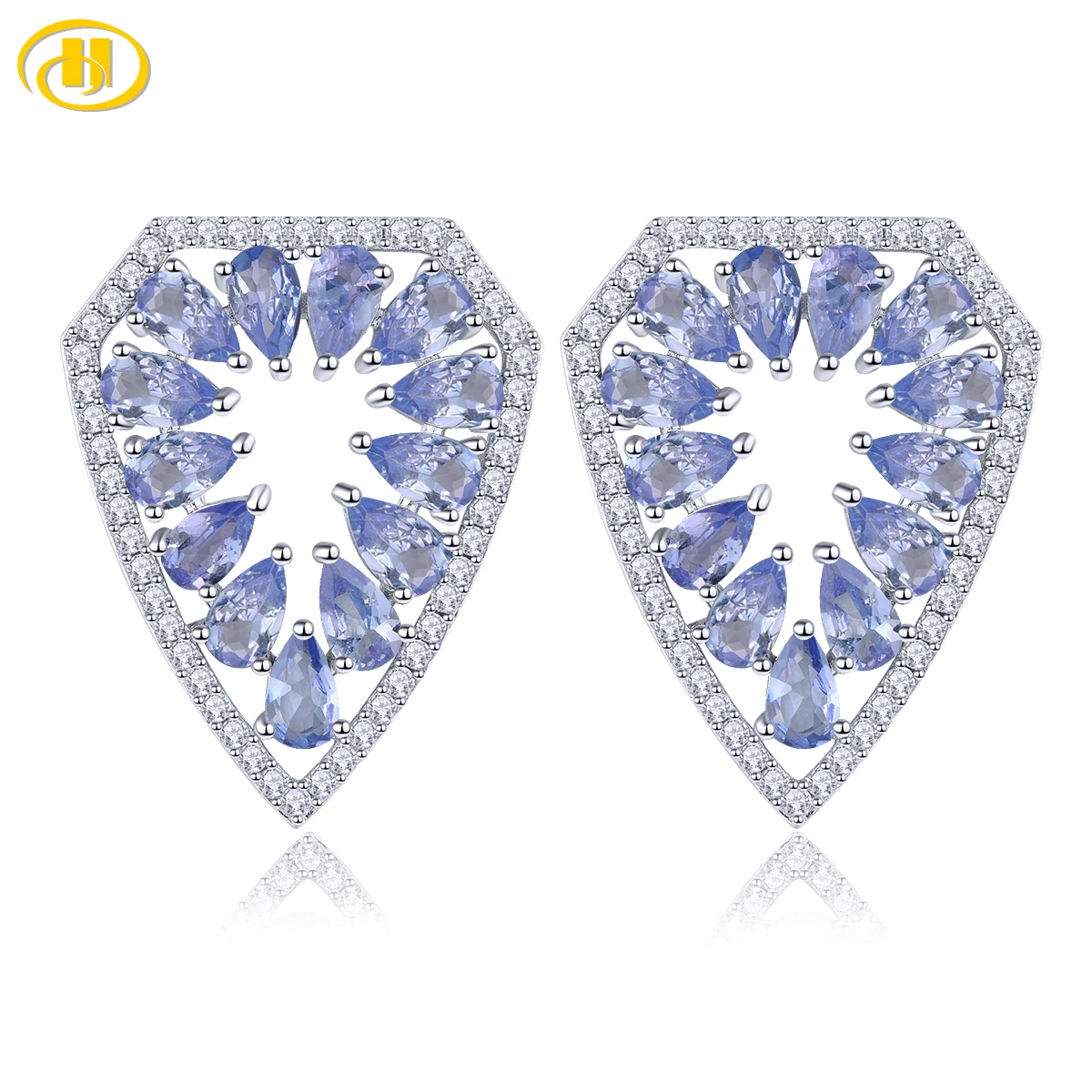 

Natural Tanzanite Solid Sterling Silver Stud Earring 5 Carats Genuine Gemstones Unique Special Fine Jewelry Design S925 Gifts