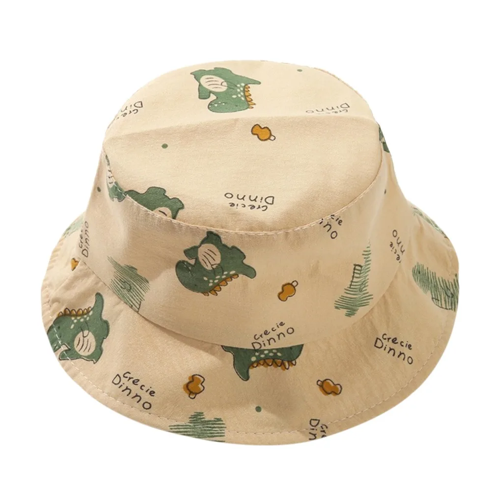 

Anti-UV Multiple Colors Kids Fisherman Hat Dinosaur Polyester Bucket Hat Sun Hat Girls