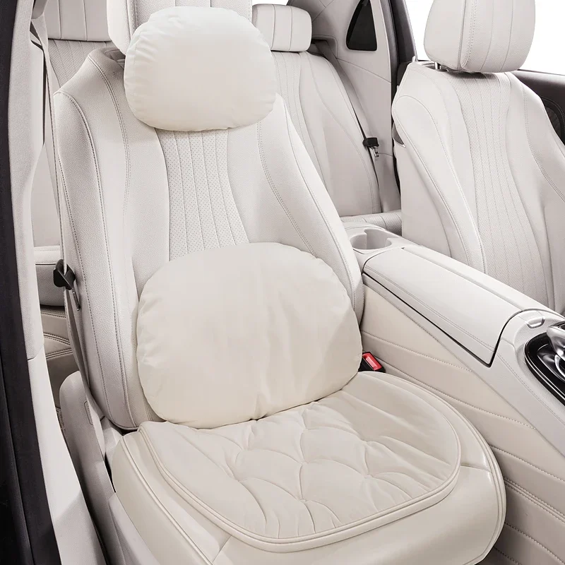 

1 Set Luxury PU Leather Velvet Fabric Car Seat Covers Ultra Soft Fluffy Comfortable Breathable Universal Fit