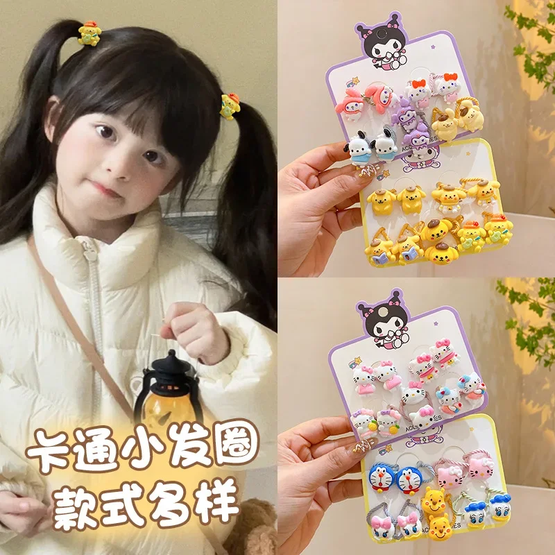 Sanrio Hello Kitty Hair Rope Set Cute Cartoon Kuromi My Melody Girl&Child Hair Accessories Kawaii Ponytail Holder Holiday Gifts