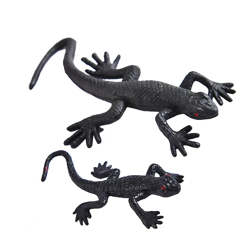 2PCS Halloween Gecko Decorative Small Black Plastic Fake Gecko Toys Halloween Funny Joke Prank Realistic Props