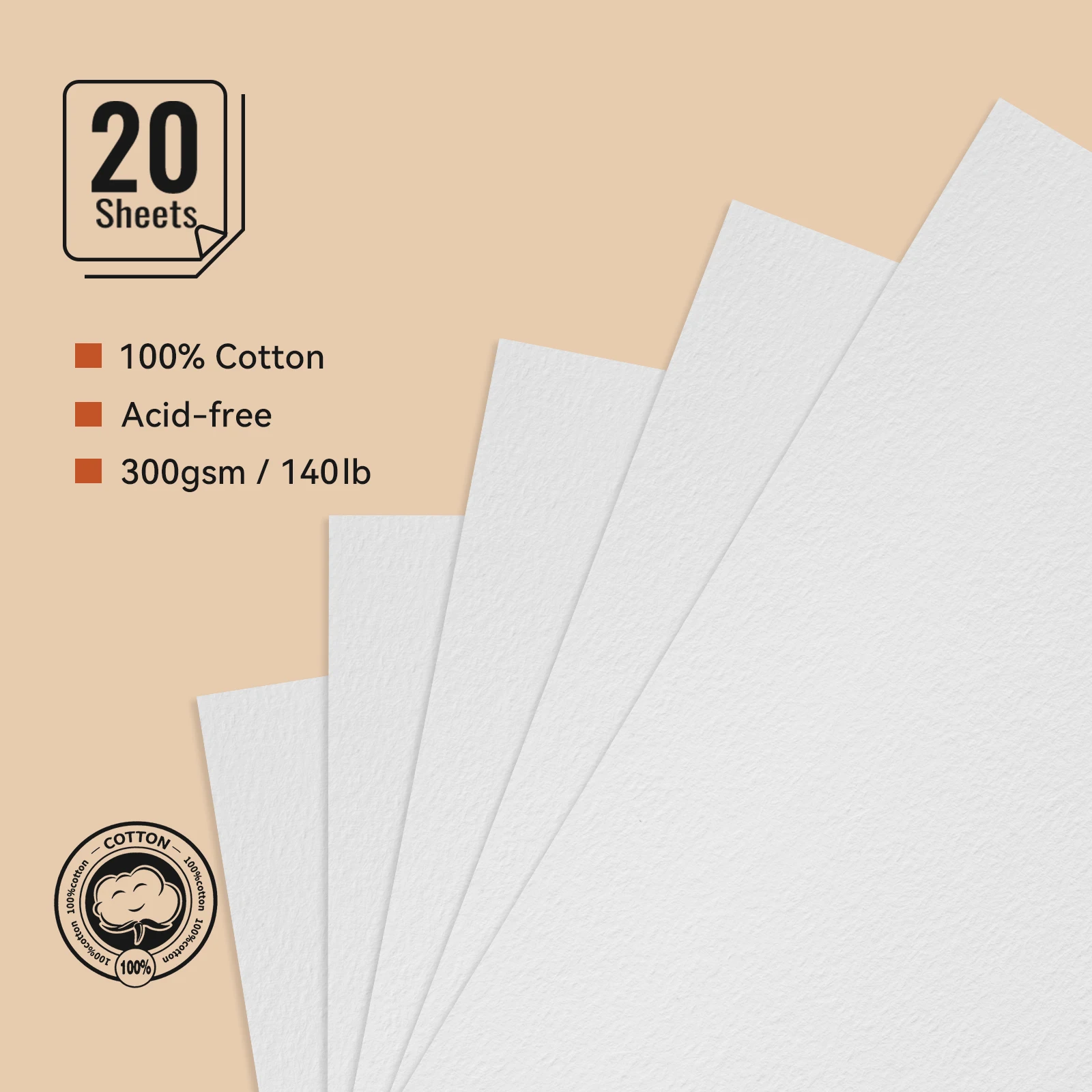 LIGHTWISH Watercolor Sketchbook,100% Cotton Acid Free Watercolor Journal, Watercolor Paper for Artists, 20 Sheets, 5.5*8.2 Inch